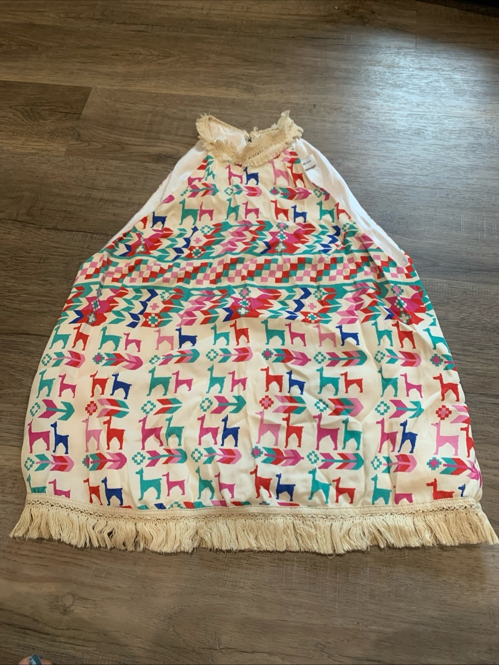 Galvan London Lima Llama Colorful Fringe Boho Tank Size 4